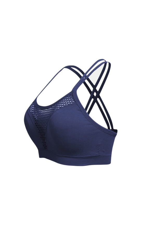 Sports Bras for Women Fishnet Patchwork Sexy Crisscross Back Tank Top High Impact Workout Yoga Bra