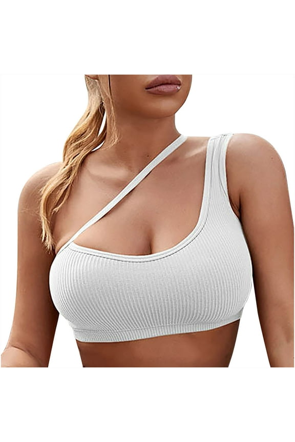 Sports Bras for Women Sexy Strappy One Shoulder Yoga Bras Sleeveless Fitness Workout Running Tank Crop Tops