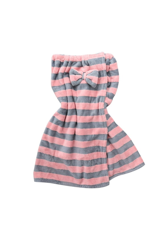 Strapless Shower Robe for Women Striped Bath Body Towel Tube Dress Spa Soft bathrobe with Adjustable Elastic