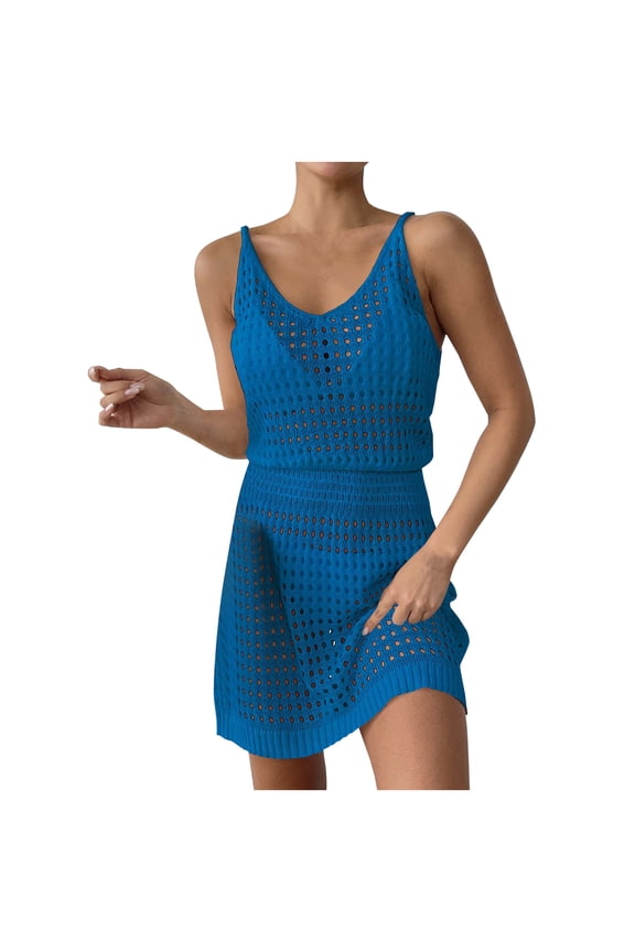 Summer Crochet Hollow Out Knit Beach Bathing Suit Swim Cover Ups Cruise Outfits Vacation Dresses for Women 2025