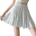 thumbnail image 1 of Oplxuo Summer Skirts for Women 2025 Vacation Cotton Ruffle Elastic Waist A-Line Casual Short Skirt, 1 of 4