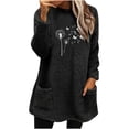 thumbnail image 1 of Oplxuo Sweatshirt for Women Fuzzy Warm Sweater Dandelion Print Tops Long Sleeve Tunic Pullover with Pockets Warm Winter Hoodies, 1 of 3