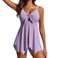 thumbnail image 1 of Oplxuo Tankini Swimsuits for Women Tummy Control Two Piece Bathing Suits Tie Front Ruffled Cover Up Romper Swimwear, 1 of 7