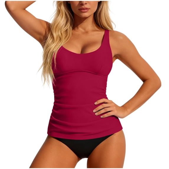 Oplxuo Two Piece Swimsuit Women Tummy Control Tankini Bathing Suit Full Coverage Slim Swim Suits Modest Swimwear with Bottom