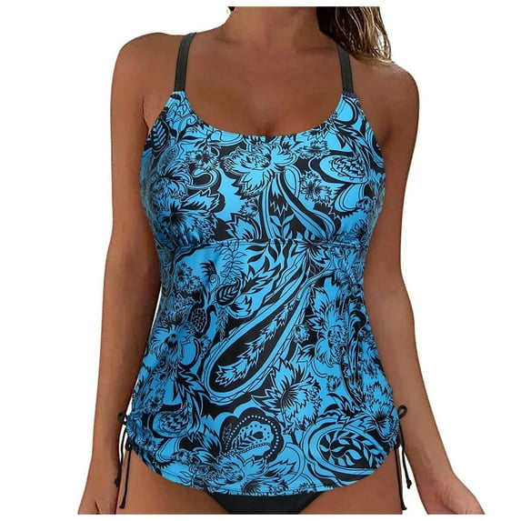 Oplxuo Two Piece Tankini Swimsuits for Women with Shorts Tummy Control Bathing Suits Athletic Swimwear