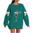 thumbnail image 1 of Oplxuo Ugly Sweaters for Women Christmas Graphic Oversized Sweatshirts Fleece Funny Pullover Party Holiday Tops with Bows, 1 of 4