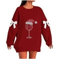 thumbnail image 1 of Oplxuo Ugly Sweaters for Women Christmas Graphic Oversized Sweatshirts Fleece Funny Pullover Party Holiday Tops with Bows, 1 of 4