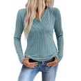thumbnail image 1 of Oplxuo V Neck Long Sleeve Shirts for Women Casual Fall Tops Lightweight Tunic Sweaters Fashion Clothes Loose Fit 2025, 1 of 6