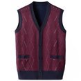 thumbnail image 1 of Oplxuo Winter Sweater Vest for Men Button Down V Neck Sleeveless Cardigans Fleece Lined Knitted Warm Waistcoat, 1 of 2