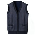 thumbnail image 1 of Oplxuo Winter Sweater Vest for Men Button Down V Neck Sleeveless Cardigans Fleece Lined Knitted Warm Waistcoat, 1 of 4