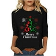 thumbnail image 1 of Oplxuo Women Christmas Shirts 3/4 Length Sleeves Crewneck Top Christmas Graphic Printed Tshirts Holiday Blouses, 1 of 5