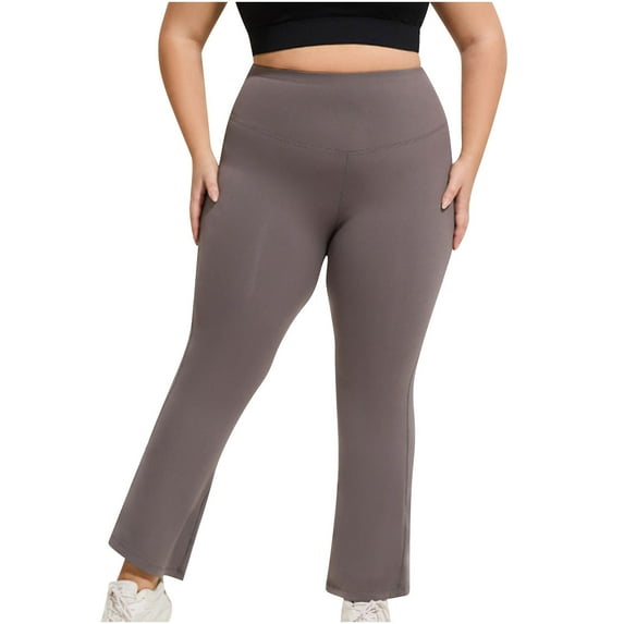 Oplxuo Women Flared Pants Plus Size High Waisted Yoga Leggings Stretchy Bell Bottom Wide Leg Butt-Lifting Workout Legging Tights