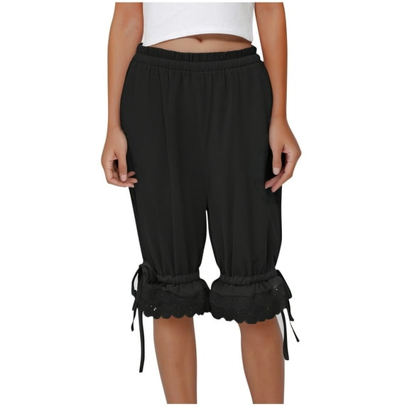 Oplxuo Women Lace Long Bloomers Pettipants Slip Under Dress Pantaloons Cute Ruffle Pumpkin Pants