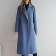thumbnail image 1 of Oplxuo Women Trendy Long Woolen Trench Coat Winter Coats Casual Notched Lapel V Neck Button Peacoat Cardigan Jacket, 1 of 2