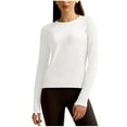 thumbnail image 1 of Oplxuo Women Workout Shirts Seamless Long Sleeve Yoga Tops with Thumb Holes for Sports Running Breathable Athletic Slim Fit, 1 of 4