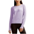 thumbnail image 1 of Oplxuo Women Workout Shirts Seamless Long Sleeve Yoga Tops with Thumb Holes for Sports Running Breathable Athletic Slim Fit, 1 of 4