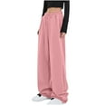 thumbnail image 1 of Oplxuo Women's Baggy Drawstring Sweatpants - Fall Winter Casual Wide Leg Mid-Waist Track Pants with Pockets, 1 of 4
