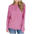 thumbnail image 1 of Oplxuo Women's Basic Crewneck Sweatshirts With Pockets 2025 Fall Clothes Solid Color Long Sleeve Loose Casual Pullover Tops, 1 of 5