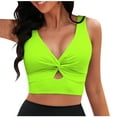 thumbnail image 1 of Oplxuo Women's Bikini Tops Cropped Tankini Tops Beach Padded Knot Twist Cut Out Adjustable Tank Swimwear Top Only, 1 of 5