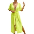 thumbnail image 1 of Oplxuo Women's Boho Drawstring Waist Flowy Long Kimono Cardigans Sexy See Through Summer Beach Swimsuit Bikini Coverups, 1 of 7
