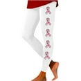thumbnail image 1 of Oplxuo Women's Breast Cancer Awareness Pink Ribbon Leggings High Waisted Yoga Pants Stretchy Athletic Gym Running Tights, 1 of 3