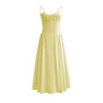 thumbnail image 1 of Oplxuo Women's Bustier Corset Dress Elegant Spaghetti Strap Flowy Pleated Hem Low Cut Midi Cocktail Prom Dresses, 1 of 4