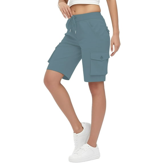 Oplxuo Women's Cargo Shorts with 6 Pockets Lightweight Quick Dry Travel Hiking Casual Summer Bermuda Shorts