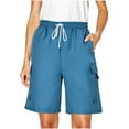 thumbnail image 1 of Oplxuo Women's Casual Cargo Shorts with Pockets Elastic High Waist Drawstring Bermuda Shorts for Women, 1 of 6