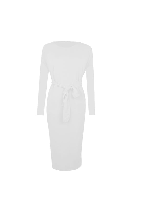 Women's Casual Round Neck Bodycon Wrap Dress Elegant Church Vintage Work Pencil Midi Dresses