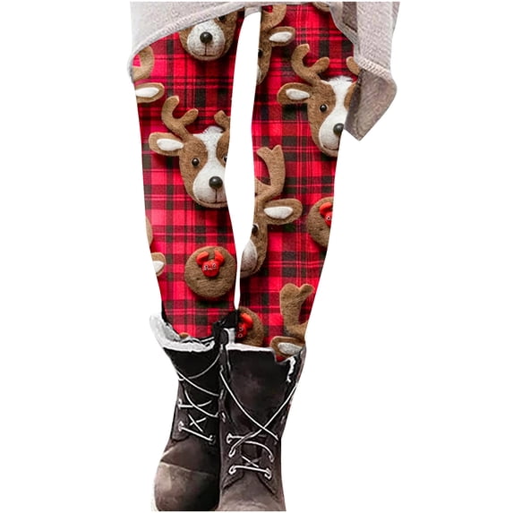 Oplxuo Women's Christmas Leggings Printed High Waisted No See Through Tummy Control Cycling Workout Yoga Pants