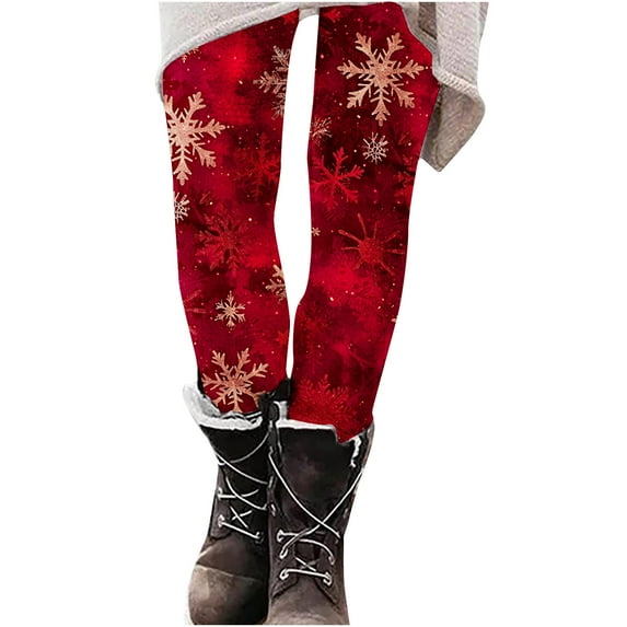 Oplxuo Women's Christmas Leggings Printed High Waisted No See Through Tummy Control Cycling Workout Yoga Pants
