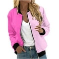thumbnail image 1 of Oplxuo Women's Colorblock Casual Zip Up Varsity Jackets Long Sleeve Coat 2025 Fall Outerwear with Pockets, 1 of 4