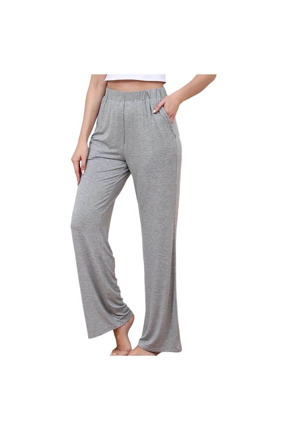 Women's Comfy Stretch Drawstring Wide Leg Lounge Casual Pants Pajamas Bottoms Dance with 2 Pockets
