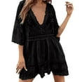 thumbnail image 1 of Oplxuo Women's Contrast Lace Bathing Suit Cover Up V-Neck Swimsuit Coverups Loose Swimwear Beach Dress Beachwear, 1 of 7