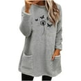 thumbnail image 1 of Oplxuo Women's Dandelion Fuzzy Crew Neck Sweatshirt - Pullover Loose Winter Soft Warm Fleece Casual Long Sleeve Thermal Tunic Tops, 1 of 3