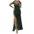 thumbnail image 1 of Oplxuo Women's Elegant Sequins Mermaid Prom Dress Sparkly Glitter Tassels High Slit Bodycon Formal Party Evening Maxi Dresses, 1 of 2