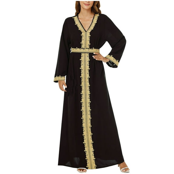 Oplxuo Women's Fall Empire Waist Maxi Dress Elagant Embroidered Floral Print Long Sleeve Wedding Guest Party Cocktail Dresses
