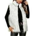 thumbnail image 1 of Oplxuo Women's Faux Fur Vest Coat Lapel Button Down Elegant Sleeveless Jacket Outerwear Fuffy Soft Winter Waistcoat, 1 of 7