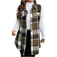 thumbnail image 1 of Oplxuo Women's Flannel Plaid Outerwear Vest Plus Size Casual Lapel Button Down Tartan Trench Coat Sleeveless Shirt Jackets, 1 of 5