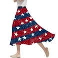 thumbnail image 1 of Oplxuo Women's Flowy Elastic High Waist Skirts USA Flag Graphic Boho Casual Beach Holiday Floral Print A Line Midi Skirt, 1 of 4
