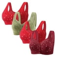 thumbnail image 1 of Oplxuo Women's Front Closure Daisy Bra, 4-Pack Plus Size Full Coverage Push Up Padded Comfortable Wireless Everyday Bras, 1 of 3