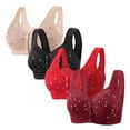 thumbnail image 1 of Oplxuo Women's Front Closure Daisy Bra, 4-Pack Plus Size Full Coverage Push Up Padded Comfortable Wireless Everyday Bras, 1 of 7