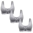 thumbnail image 1 of Oplxuo Women's Front Closure Lace Bra, 3 Pack Full Coverage Push Up Comfortable Wireless Plus Size Everyday Bras, 1 of 6