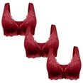 thumbnail image 1 of Oplxuo Women's Front Closure Lace Bra, 3 Pack Full Coverage Push Up Comfortable Wireless Plus Size Everyday Bras, 1 of 6