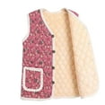 thumbnail image 1 of Oplxuo Women's Fuzzy Sherpa Quilted Vest Floral Print Button Down Waistcoat Sleeveless Gilet Jacket Outerwear with Pockets, 1 of 5
