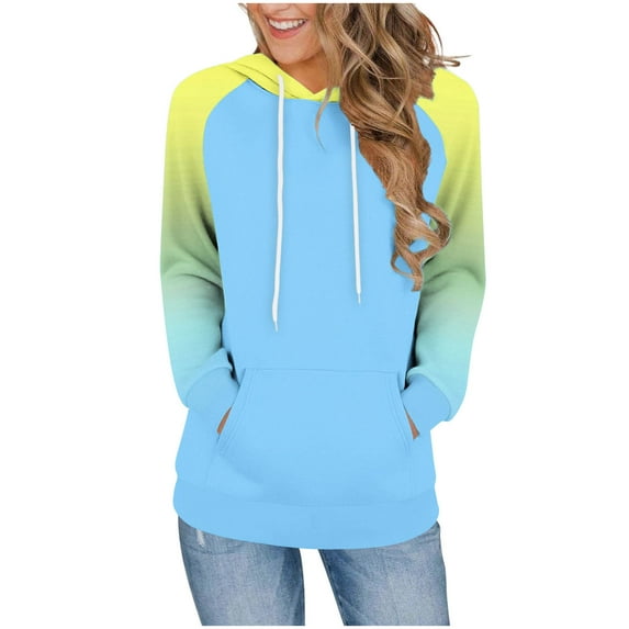 Oplxuo Women's Gradient Sweatshirt Hoodies - Trendy Casual Long Sleeve Pullover Loose 2025 Fall Hooded Tunic Tops