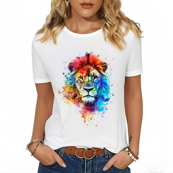 Oplxuo Women's Graphic Tees Casual Summer Funny Printed Short Sleeve Cute T Shirts Tops