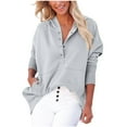 thumbnail image 1 of Oplxuo Women's Half Button Oversized Hoodies, Casual Long Sleeve Loose Pullover Hooded Sweatshirt Trendy Tunic Blouses, 1 of 6