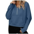 thumbnail image 1 of Oplxuo Women's Half Zipper Fleece Sweatshirts Fall Winter Basic Color Solid Long Sleeve Loose Casual Pullover Hooded Tops, 1 of 5