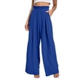 thumbnail image 1 of Oplxuo Women's High Waist Wide Leg Pants Elastic Ruffle Tirm Casual Loose Flowy Trousers Solid Color Pant with Pockets, 1 of 7